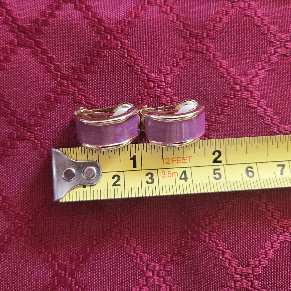 VTG Purple & Gold Clip-on Earrings - Picture 5 of 7
